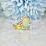 Ellibelle Jewellery VINTAGE OPAL & DIAMOND 18CT GOLD CLUSTER RING