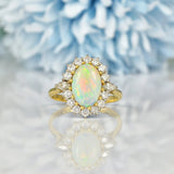 Ellibelle Jewellery VINTAGE OPAL & DIAMOND 18CT GOLD CLUSTER RING