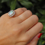 Ellibelle Jewellery Vintage Opal & Diamond 18ct Gold Cluster Ring