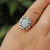Ellibelle Jewellery Vintage Opal & Diamond 18ct Gold Cluster Ring