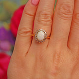 Ellibelle Jewellery Vintage Opal & Diamond 18ct Gold Oval Cluster Ring