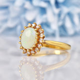 Ellibelle Jewellery Vintage Opal & Diamond 18ct Gold Oval Cluster Ring