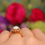 Ellibelle Jewellery Vintage Opal & Diamond 18ct Gold Oval Cluster Ring