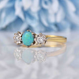 Ellibelle Jewellery Vintage Opal & Diamond 18ct Gold Three Stone Ring