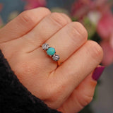Ellibelle Jewellery Vintage Opal & Diamond 18ct Gold Three Stone Ring