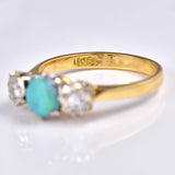 Ellibelle Jewellery Vintage Opal & Diamond 18ct Gold Three Stone Ring
