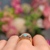 Ellibelle Jewellery Vintage Opal & Diamond 18ct Gold Three Stone Ring