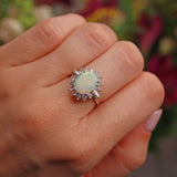 Ellibelle Jewellery Vintage Opal & Diamond 18ct White Gold Cluster Ring