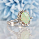 Ellibelle Jewellery Vintage Opal & Diamond 18ct White Gold Cluster Ring