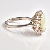 Ellibelle Jewellery Vintage Opal & Diamond 18ct White Gold Cluster Ring