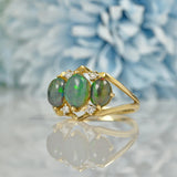 Ellibelle Jewellery VINTAGE OPAL & DIAMOND 9CT GOLD RING