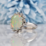Ellibelle Jewellery Vintage Opal & Diamond Platinum Cluster Ring