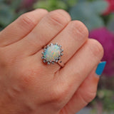 Ellibelle Jewellery Vintage Opal & Diamond Platinum Cluster Ring