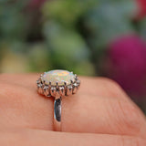 Ellibelle Jewellery Vintage Opal & Diamond Platinum Cluster Ring