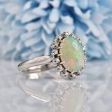 Ellibelle Jewellery Vintage Opal & Diamond Platinum Cluster Ring