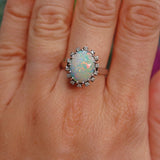 Ellibelle Jewellery Vintage Opal & Diamond Platinum Cluster Ring