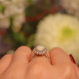 Ellibelle Jewellery Vintage Opal & Diamond White Gold Oval Cluster Ring