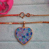 Ellibelle Jewellery Vintage Opal Mosaic 9ct Gold Heart Pendant Necklace