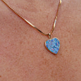 Ellibelle Jewellery Vintage Opal Mosaic 9ct Gold Heart Pendant Necklace