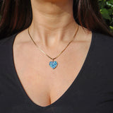 Ellibelle Jewellery Vintage Opal Mosaic 9ct Gold Heart Pendant Necklace