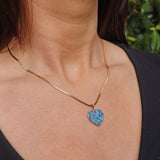 Ellibelle Jewellery Vintage Opal Mosaic 9ct Gold Heart Pendant Necklace