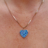 Ellibelle Jewellery Vintage Opal Mosaic 9ct Gold Heart Pendant Necklace