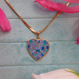 Ellibelle Jewellery Vintage Opal Mosaic 9ct Gold Heart Pendant Necklace