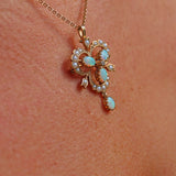 VINTAGE OPAL & PEARL 9CT GOLD PENDANT NECKLACE