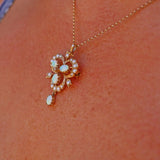 VINTAGE OPAL & PEARL 9CT GOLD PENDANT NECKLACE