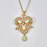 Ellibelle Jewellery VINTAGE OPAL & PEARL 9CT GOLD PENDANT NECKLACE