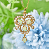 Ellibelle Jewellery VINTAGE OPAL & PEARL 9CT GOLD PENDANT NECKLACE