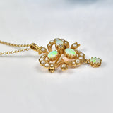 Ellibelle Jewellery VINTAGE OPAL & PEARL 9CT GOLD PENDANT NECKLACE