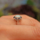 Ellibelle Jewellery Vintage Opal, Sapphire & Diamond 18ct White Gold Cluster Ring