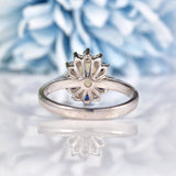 Ellibelle Jewellery Vintage Opal, Sapphire & Diamond 18ct White Gold Cluster Ring