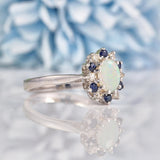 Ellibelle Jewellery Vintage Opal, Sapphire & Diamond 18ct White Gold Cluster Ring