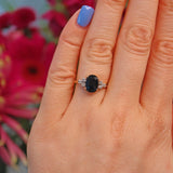 Ellibelle Jewellery Vintage Oval Cut Sapphire & Diamond 18ct Gold Ring