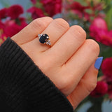 Ellibelle Jewellery Vintage Oval Cut Sapphire & Diamond 18ct Gold Ring