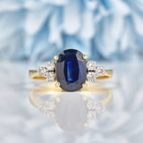 Ellibelle Jewellery Vintage Oval Cut Sapphire & Diamond 18ct Gold Ring