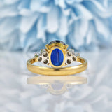 Ellibelle Jewellery Vintage Oval Cut Sapphire & Diamond 18ct Gold Ring