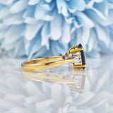 Ellibelle Jewellery Vintage Oval Cut Sapphire & Diamond 18ct Gold Ring