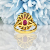 Ellibelle Jewellery Vintage Oval Ruby & Diamond Gold Cluster Ring