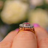 Ellibelle Jewellery Vintage Oval Ruby & Diamond Gold Cluster Ring