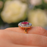 Ellibelle Jewellery Vintage Oval Ruby & Diamond Gold Cluster Ring