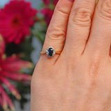 Ellibelle Jewellery Vintage Oval Sapphire & Diamond 18ct Yellow Gold Ring