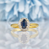 Ellibelle Jewellery Vintage Oval Sapphire & Diamond 18ct Yellow Gold Ring