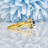 Ellibelle Jewellery Vintage Oval Sapphire & Diamond 18ct Yellow Gold Ring