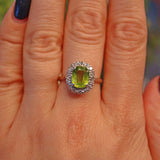 Ellibelle Jewellery Vintage Peridot & Diamond White Gold Cluster Ring