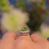 Ellibelle Jewellery Vintage Peridot & Diamond White Gold Cluster Ring