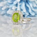 Ellibelle Jewellery Vintage Peridot & Diamond White Gold Cluster Ring