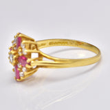 Ellibelle Jewellery Vintage Pink Sapphire & Diamond 18ct Gold Cluster Ring